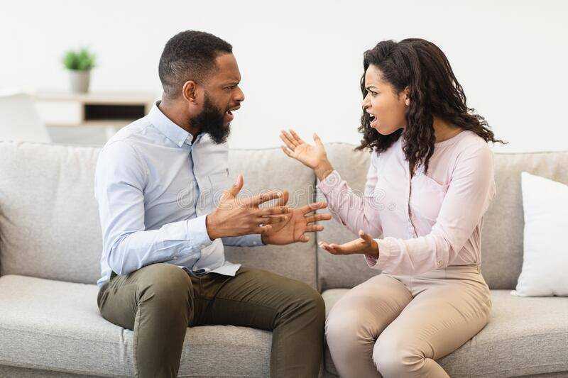 angry millennial black couple shouting blaming each other frustrated stressed husband annoyed wife quarreling bad 207842978