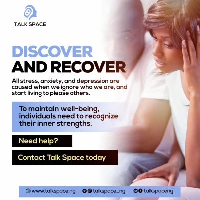 A couple viewing an advert of discover and recover by Talk Space Counseling