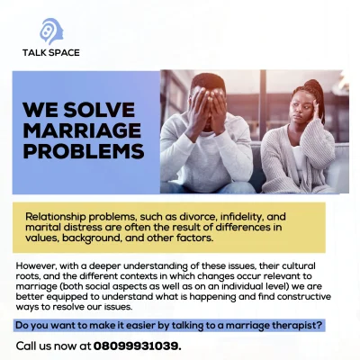 Unhappy couple seeking solutions to their marriage problems